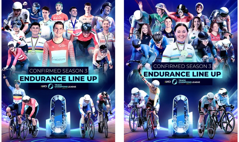 Der Endurance Roster für die UCI Track Champions League 2023. Grafik: UCI / Warner Bros. Doscovery Sports